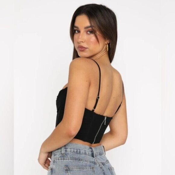 White Fox Boutique Corset Top Cropped Bustier Draped Black Whimsygoth Size XS - Picture 16 of 16